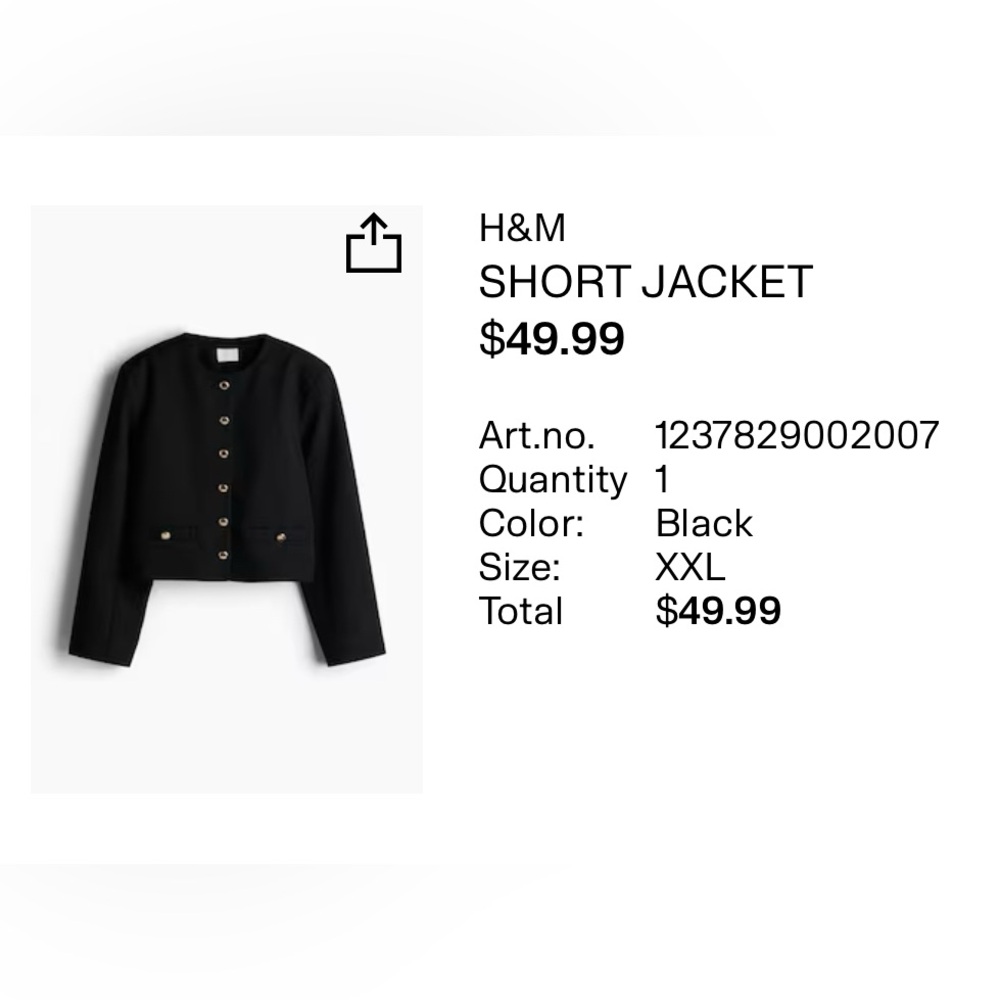 H&M button up jacket NWT